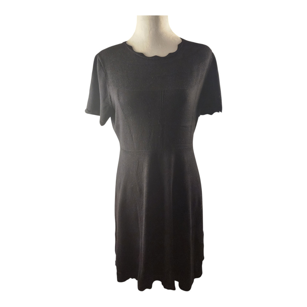 Dress Barn Black Knit Sweater Dress Short-Sleeve Women's Size Large